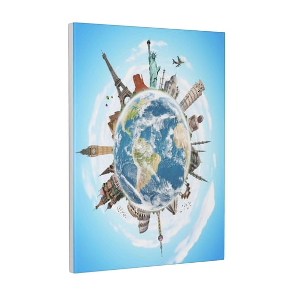 Xecao World Travel for Ready-to-Hang Canvas Art 12x16 Inches - Waterproof HD Print Solid Wood Frame for Gifting,Vertical