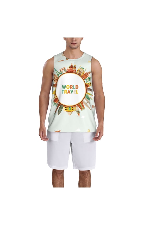 World Travel3 print basketball shirt for both men and women, a unisex basketball jersey perfect for theme parties-Small