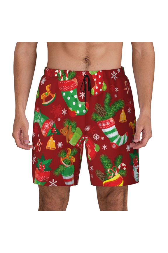 X-mas and New Year for Men's Swimming Trunks Swim Trunks Quick Dry Swim Shorts with Mesh Lining Funny Swimwear Bathing Suits