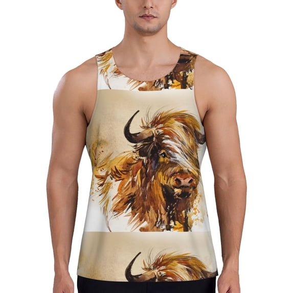 Xecao Yak Men's Tank Top Workout Quick Dry Sleeveless Gym Jogging Muscle Shirts Summer Swim Beach Tops