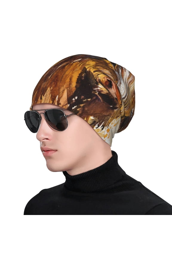 Yak Print Beanie Knitted Hat for Men Women, Winter Fashion Knit Cuffed Caps Unisex