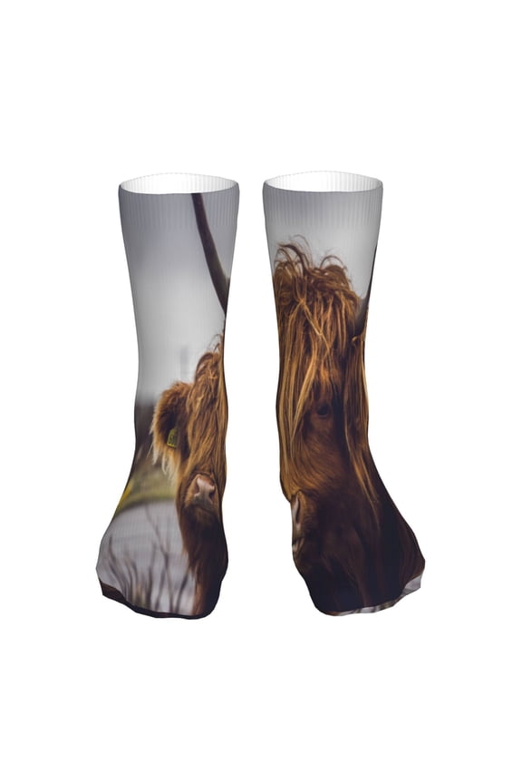 Yak Print Fashion No Heel Casual Crew Socks Cushioned Breathable for Men Women - Moisture wicking,Not easy to fade Suitable for daily