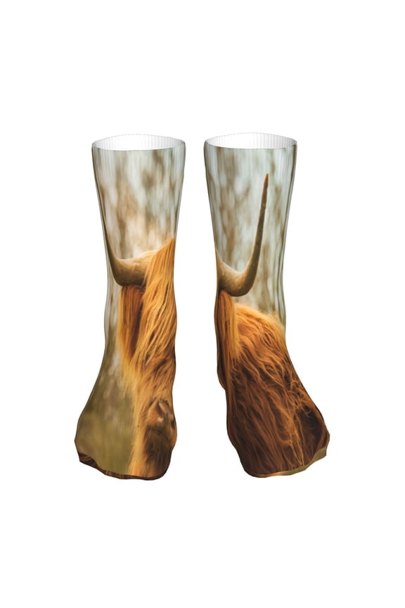 Yak Print Fashion No Heel Casual Crew Socks Cushioned Breathable for Men Women - Moisture wicking,Not easy to fade Suitable for daily