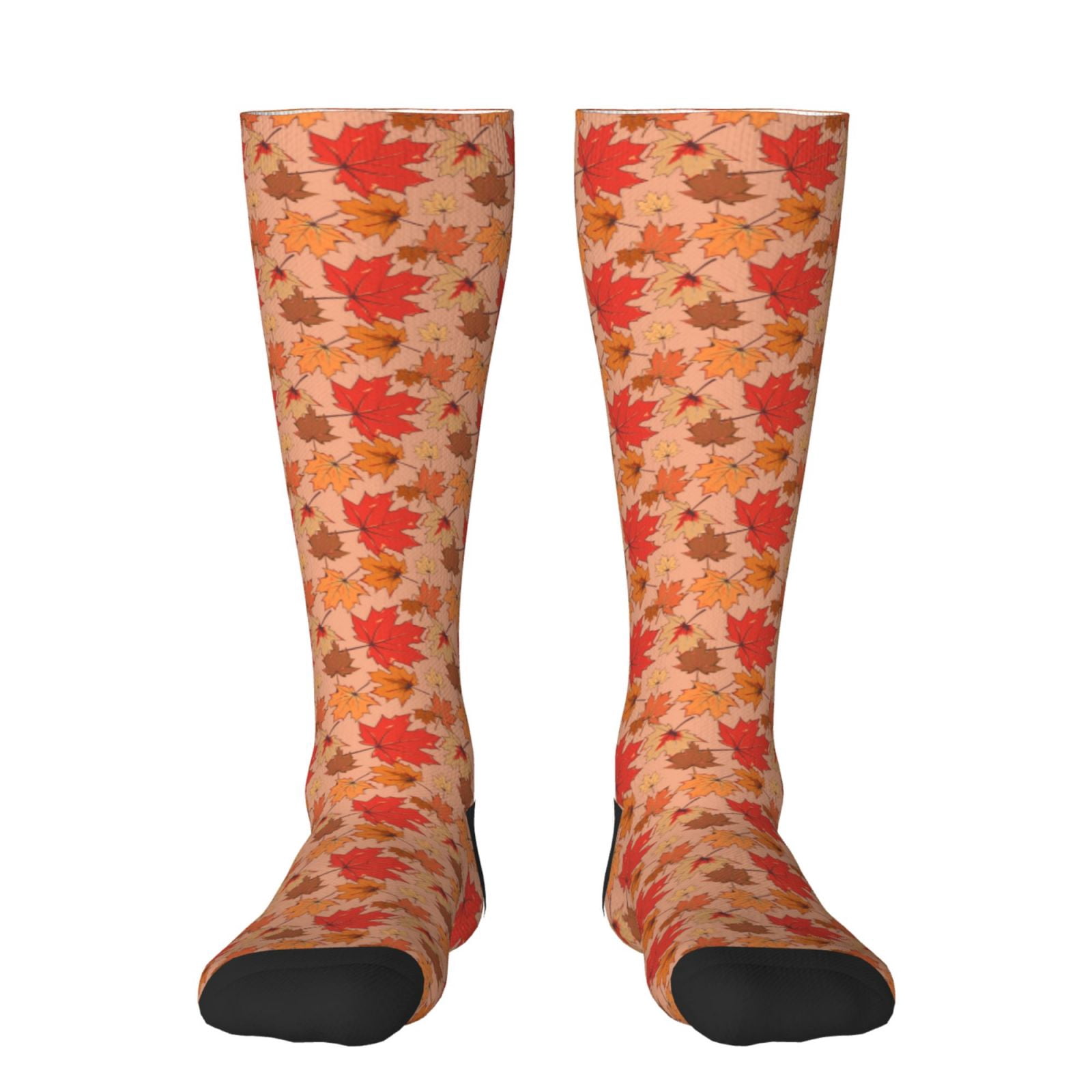 Xecao Yellow And Red Maple Leaves Print Compression Socks for Both Men ...