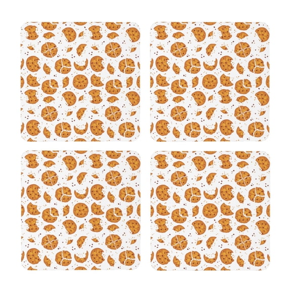 Xecao Yellow Biscuit for MDF Cork Coaster 4 Pcs,Drink Coasters,Suit for House Warming Gifts New Home ,Coffee Table Decor-Square