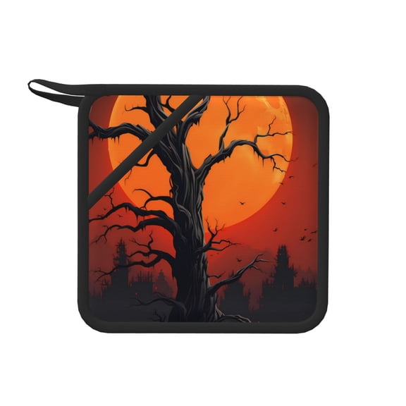 Xecao Yellow Castle Sunset Tree for Silicone Trivet Mats - Heat Resistant Pot Holders, Multipurpose Non-Slip Hot Pads