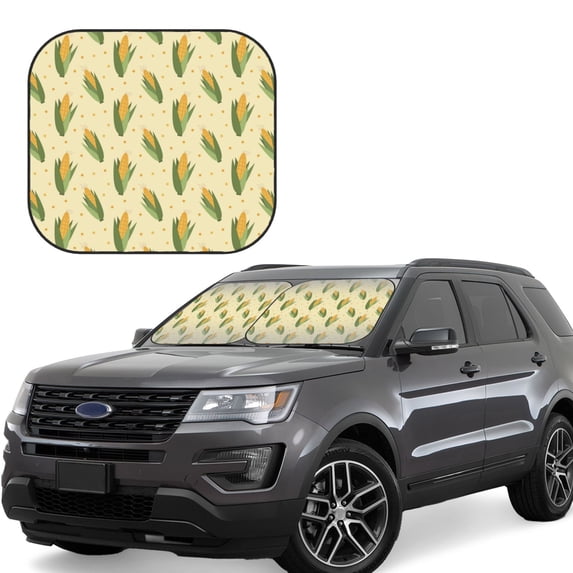 Xecao Yellow Corn for Foldable Car Sun Shades (2-Pack) offer sun protection with an easy-fold design for convenient windshield shading.