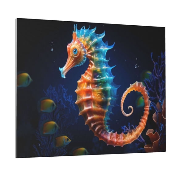 Xecao Yellow Fish Seahorse for Waterproof Framed Canvas Art - Modern Home Decor with Real Wood Frame for Gifting and Interior Design,Horizontal