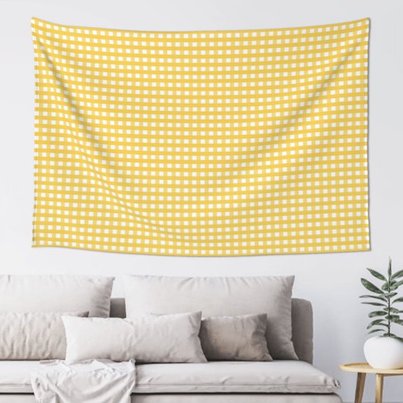 Xecao Yellow Gingham Print Tapestry, Wall Hanging Room Funny Decor, Backdrop Room Decor for Bedroom Living Room dormitory