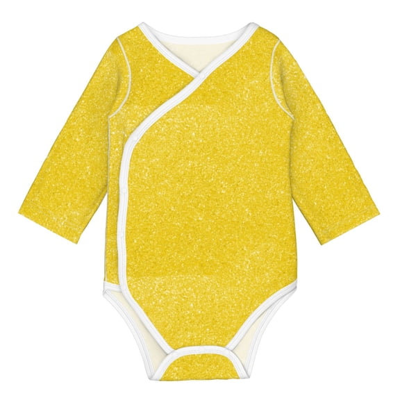 Xecao Yellow Glitter Print Baby unisex-baby Cotton Long-sleeve Bodysuits-2 Years