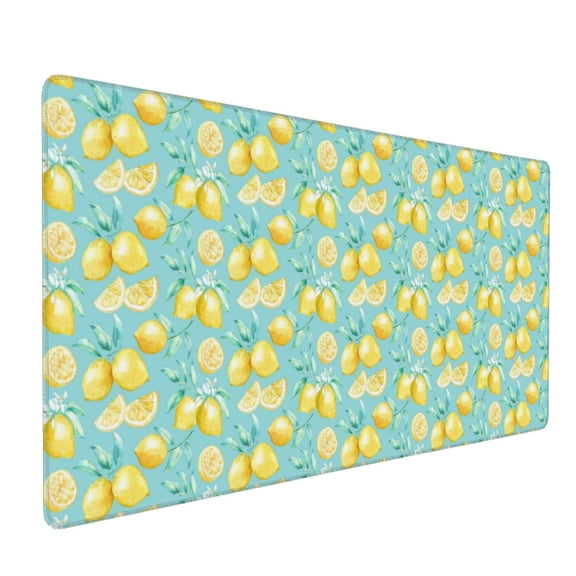 Xecao Yellow Lemon Print Large Mouse Pad, 16x35.5in Mousepad, Professional Non-Slip Rubber Base Big Mouse Pad, Mouse Pad for Gaming & Office Full Desk Mouse Pad