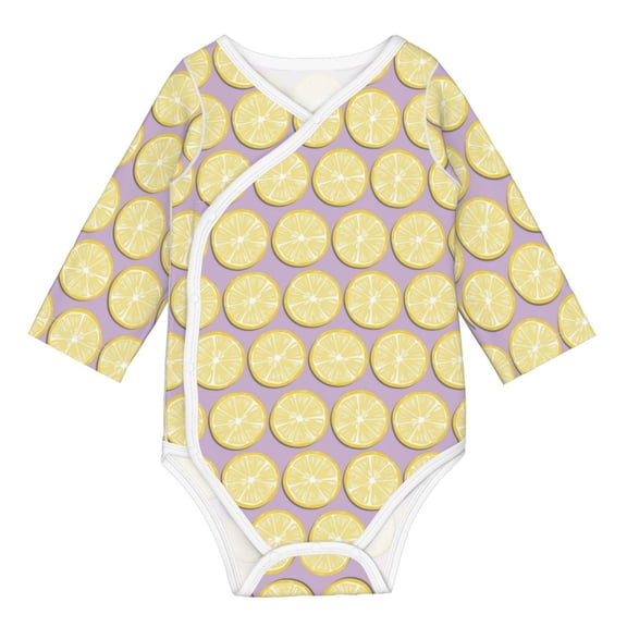 Xecao Yellow Lemon Slices Print Baby unisex-baby Cotton Long-sleeve Bodysuits-2 Years