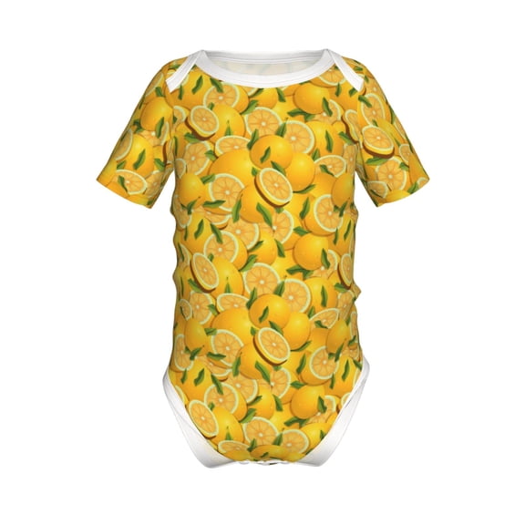 Xecao Yellow Limes Pattern Baby Climbing Bodysuit Short Sleeve Onesie Unisex 0-12 Months Baby Shirt Newborn Outfits Crotch snap design-18 Months