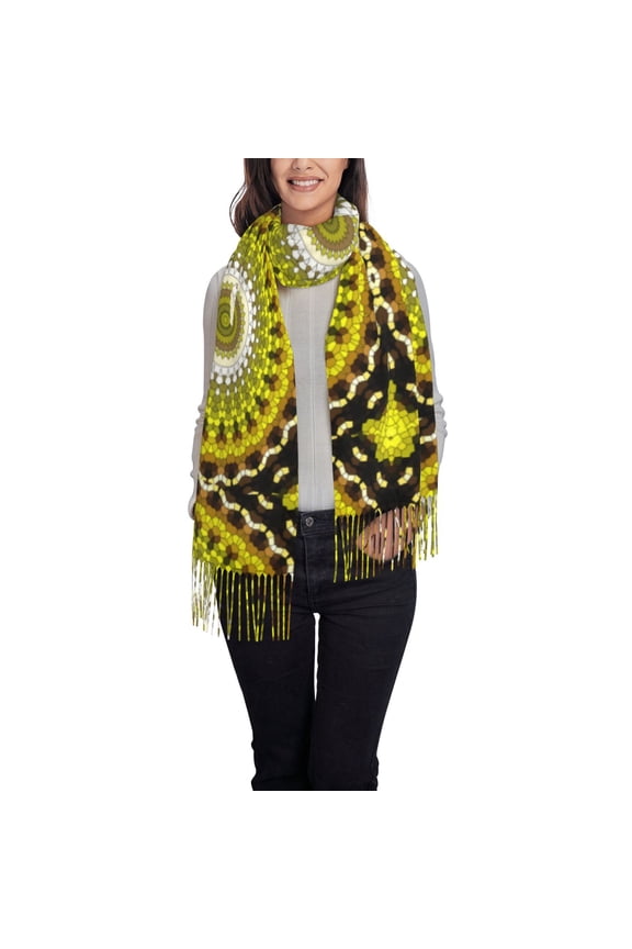 Yellow Mandala Pattern Womens Winter Scarf Fall Scarf Oversized Large Scarf for Women Warm Shawl Wrap