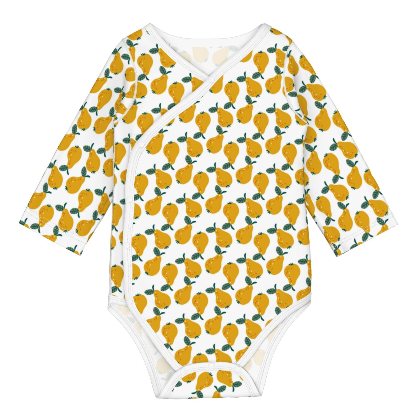 Xecao Yellow Pears Print Baby unisex-baby Cotton Long-sleeve Bodysuits-2 Years