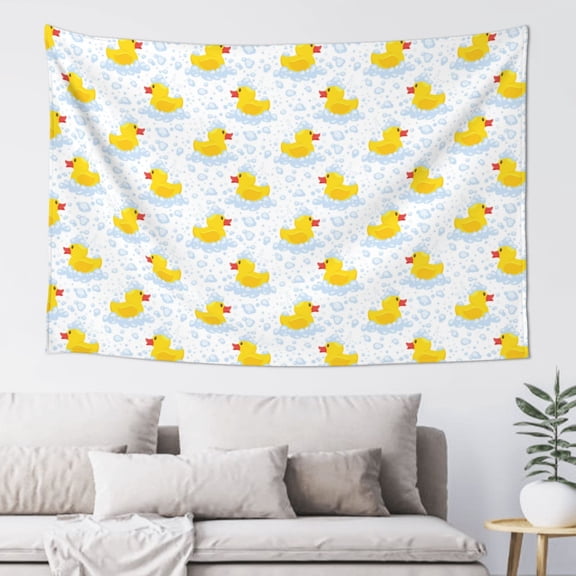 Xecao Yellow Rubber Duck Print Tapestry, Wall Hanging Room Funny Decor, Backdrop Room Decor for Bedroom Living Room dormitory