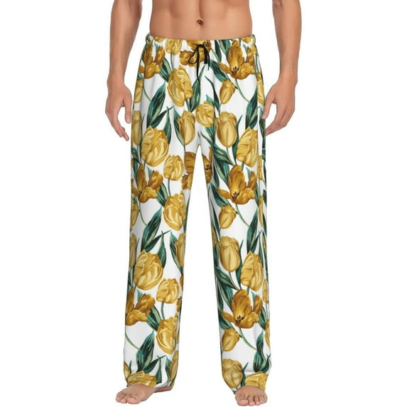 Xecao Yellow Tulips Men's Straight Lounge Pajama Pants: The Ultimate in Comfortable Sleepwear
