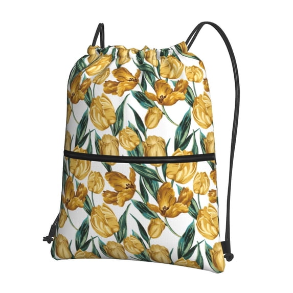 Xecao Yellow Tulips for Drawstring Bags,Pull String Backpack Bags,String Bag Sackpack