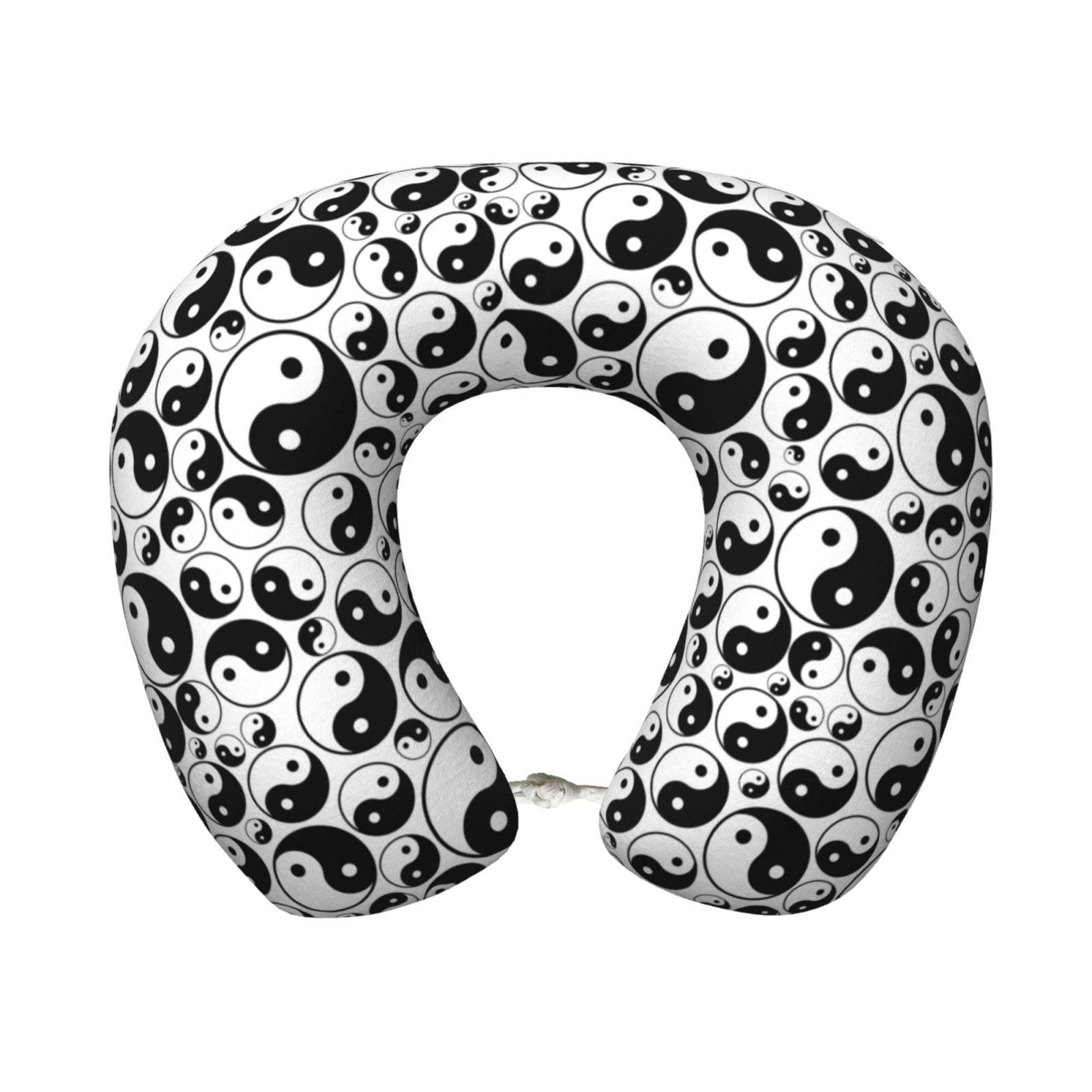 Xecao Yin And Yang Print Memory Foam Cervical Neck Pillow Versatile U-Shaped Pillows for Home,Office,Camping,Travelling,Soft Washable Cover