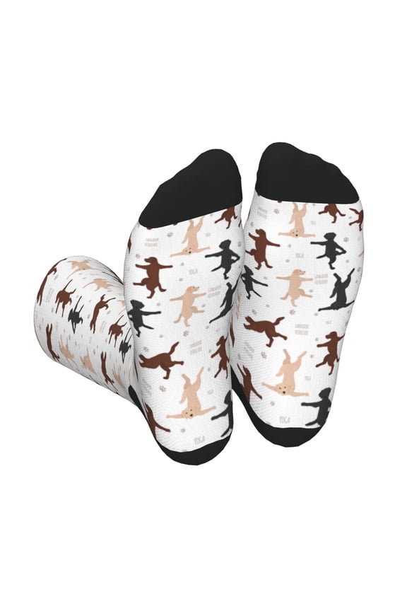 Yoga Labrador Retriever Print Crew Socks for Men and Women, Men's Soft Moisture-wicking Sock