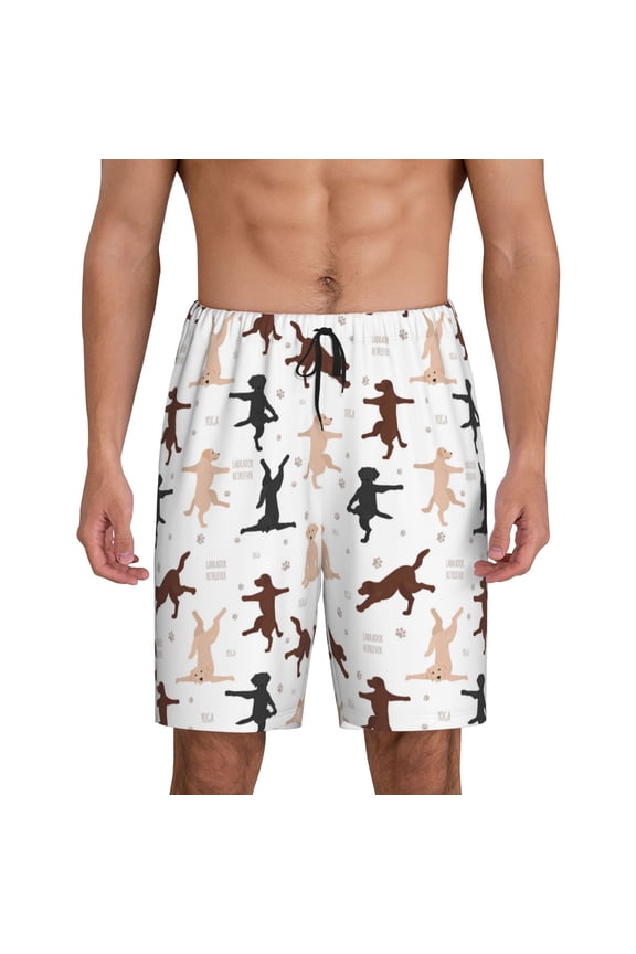 Yoga Labrador Retriever Print Men's Sleepwear Shorts Pajama Bottom Lounge Short nightwear with Convenient Pockets for Relaxed Home Wear-Large