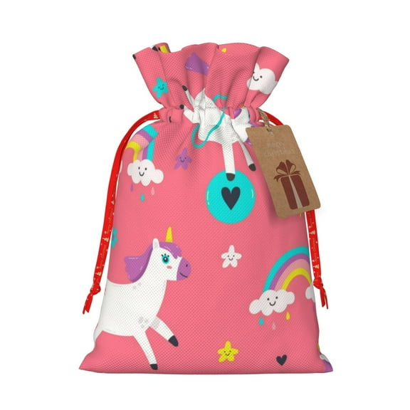 Xecao Yoga Unicorn Print Burlap Gift Bags with Drawstring and Gift Tags, Gift Bags, Burlap Bags, Jute Bags for Party, Christmas, DIY Craft Bags-Medium