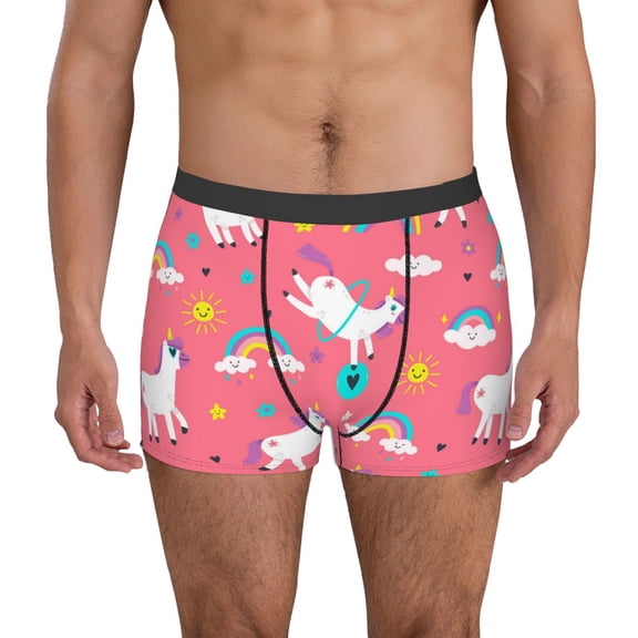 Xecao Yoga Unicorn Print Men's Underwear Boxer Briefs Pack - Your ComfortSoft, Moisture-Wicking, and Breathable Choice for Men's Underwear-Small