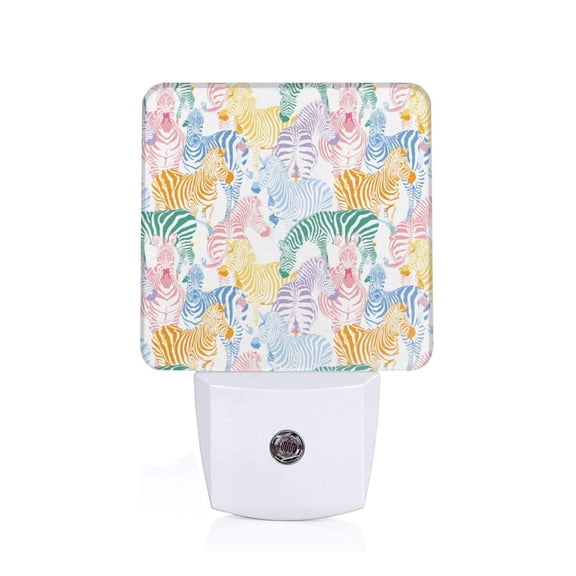 Xecao Zebra Colourful for Night Light - a Wall-mounted LED Fixture with A Dusk-to-dawn Sensor, Ideal for Bedrooms, Bathrooms, Hallways, and Kitchens-US