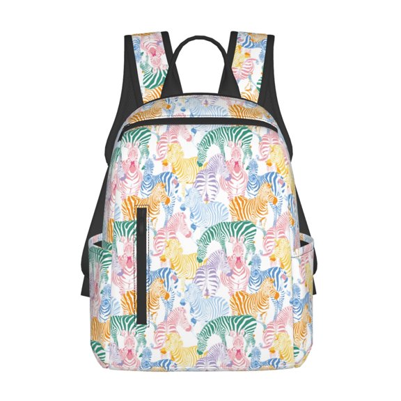 Xecao Zebra Colourful print Backpack For women men Aesthetic Lightweight Travel Daypack Simple Cute Backpack For Bookbag