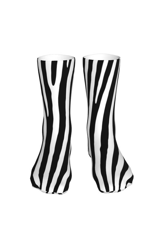 Zebra Print Fashion No Heel Casual Crew Socks Cushioned Breathable for Men Women - Moisture wicking,Not easy to fade Suitable for daily