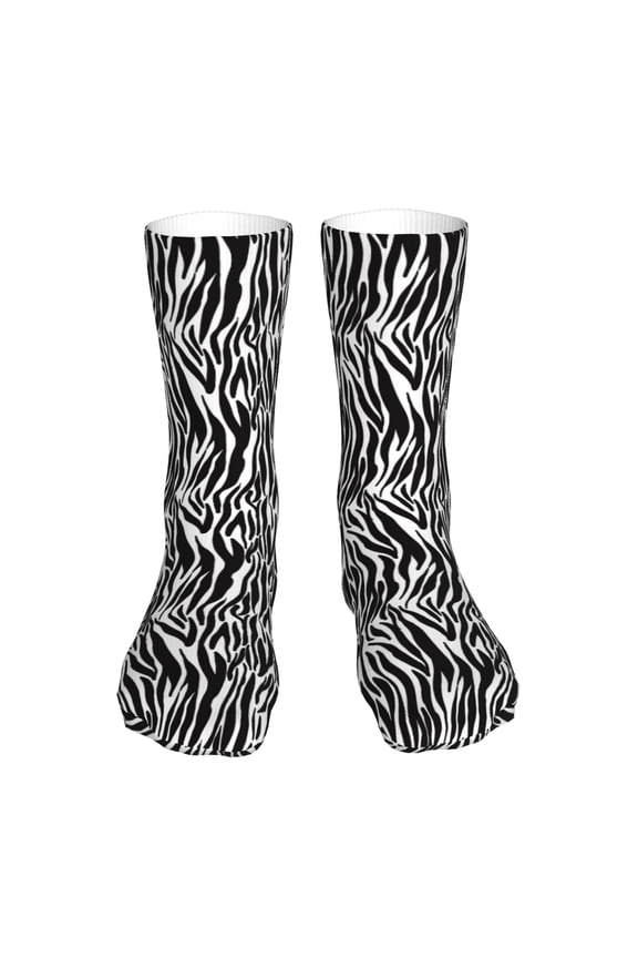 Zebra Print Fashion No Heel Casual Crew Socks Cushioned Breathable for Men Women - Moisture wicking,Not easy to fade Suitable for daily