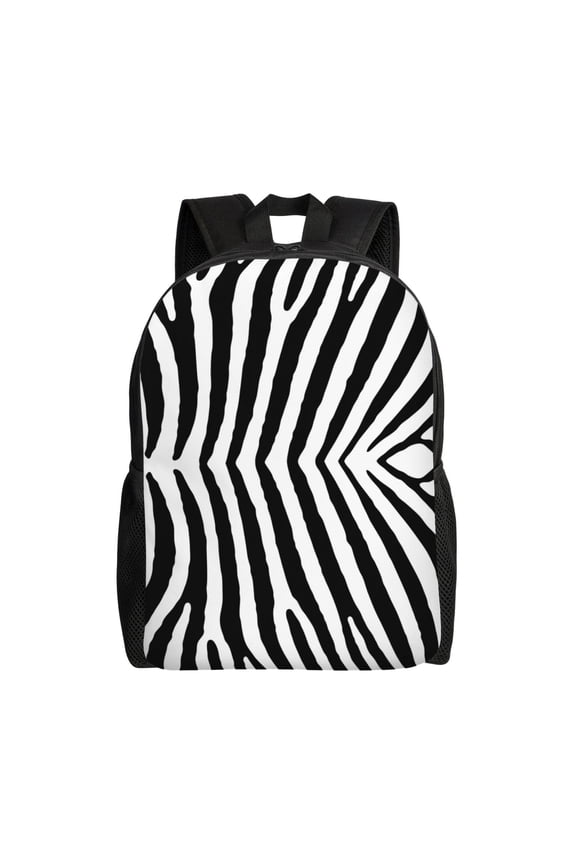 Zebra Print School Backpack with Laptop Compartment Small Travel Laptop Backpack for Women Men Waterproof College Backpack Simple School Bag