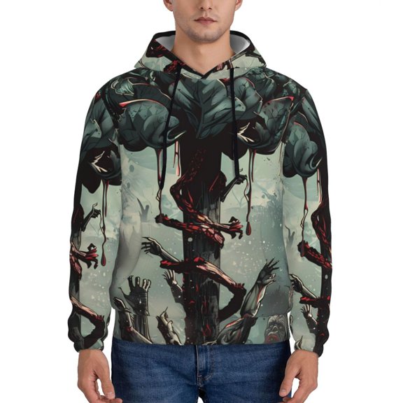 Xecao Zombie Flower Apocalypse Pattern Men's Adult Pullover Hoodie,Hooded Sweatshirt-3X-Large