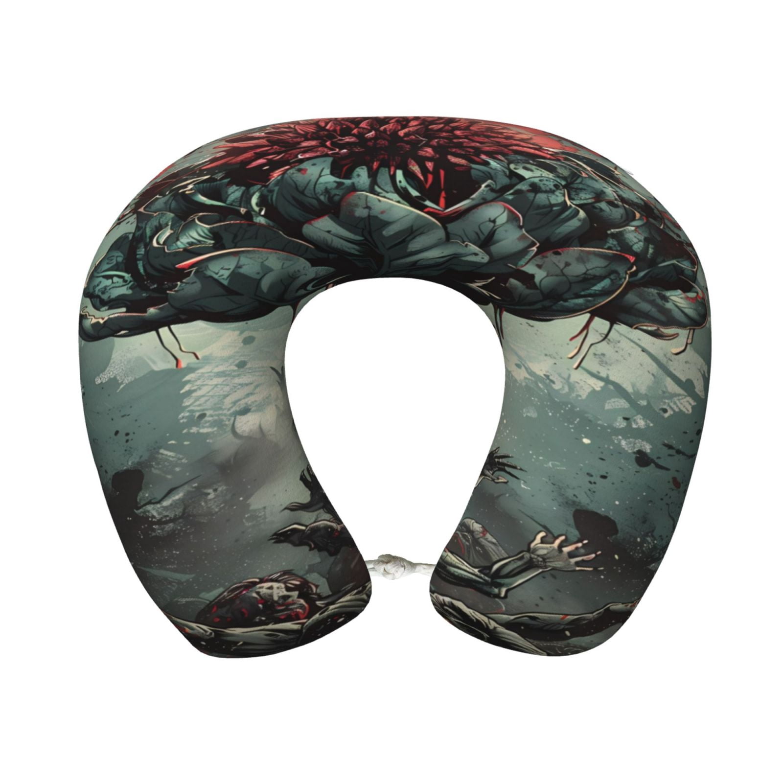 Xecao Zombie Flower Apocalypse Print Memory Foam Cervical Neck Pillow Versatile U-Shaped Pillows for Home,Office,Camping,Travelling,Soft Washable Cover