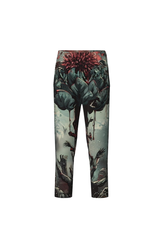 Zombie Flower Apocalypse Print Teenagers' Pajama Pants Long Sleep Pants Soft Elastic Waist Pajama Bottoms Elastic waist with 2 Pockets 5-16 Years-Small
