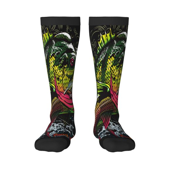 Xecao bass Print Compression Socks for Both Men And Women for Running, Travel, Flight, Nurse