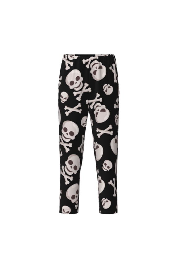 black white Skull bone Print Teenagers' Pajama Pants Long Sleep Pants Soft Elastic Waist Pajama Bottoms Elastic waist with 2 Pockets 5-16 Years-Large