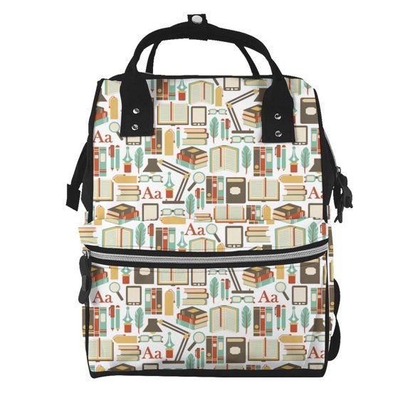 Xecao books Print Large Capacity Nappy Bag Is a Multi-Functional Waterproof Travel Backpack, Perfect as a Nursing Bag or Mummy Backpack for Women