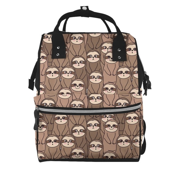 Xecao brown sloth family Print Large Capacity Nappy Bag Is a Multi-Functional Waterproof Travel Backpack, Perfect as a Nursing Bag or Mummy Backpack for Women