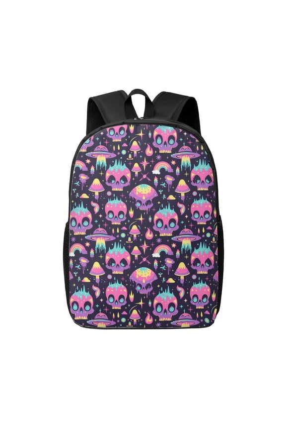 cartoon Skull rainbow space print Travel Backpack, Large Computer Backpack for Men Women, College School Rucksack Book Bag