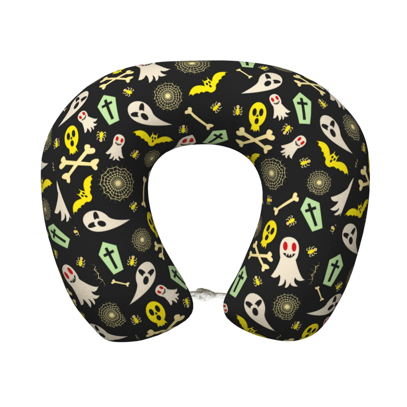 Xecao cartoon Skull spider web Print Memory Foam Cervical Neck Pillow Versatile U-Shaped Pillows for Home,Office,Camping,Travelling,Soft Washable Cover