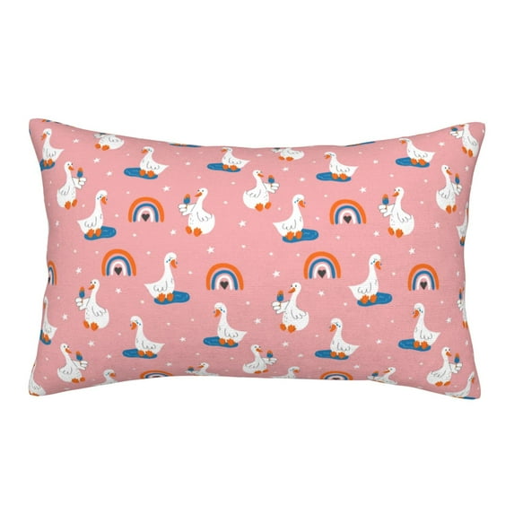 Xecao cartoon goose rainbow for Decorative Throw Pillow Case for Couch,Sofa or Bed Set,Pillow Cover for Sofa Home Decor Ideal Gift(Pillow core not included)-14"x20"