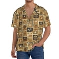 thumbnail image 1 of Xecao coffee Stamps Men's Casual Short-sleeved Shirt, a button-up collared shirt with a pocket-Small, 1 of 5