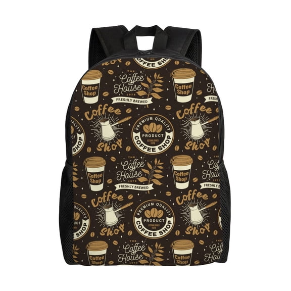 Xecao coffee shop house Print School Backpack with Laptop Compartment Small Travel Laptop Backpack for Women Men Waterproof College Backpack Simple School Bag