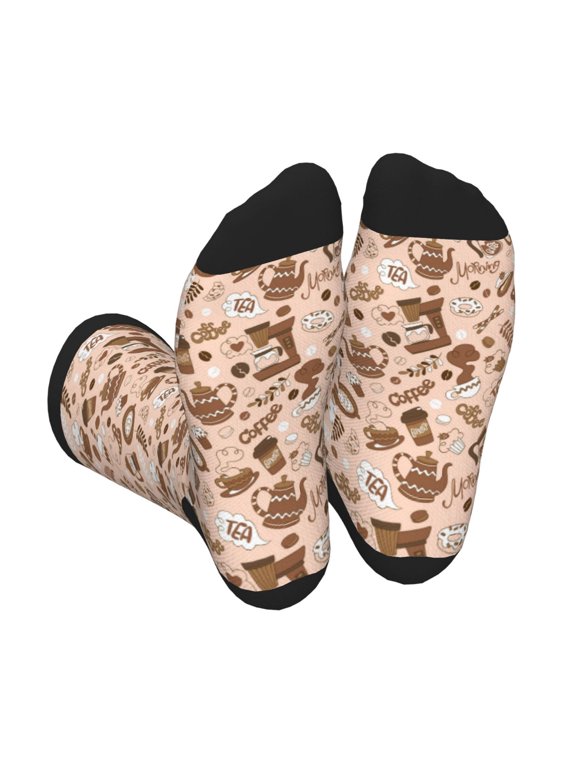 coffee tea pots Print Crew Socks for Men and Women, Men's Soft Moisture-wicking Sock