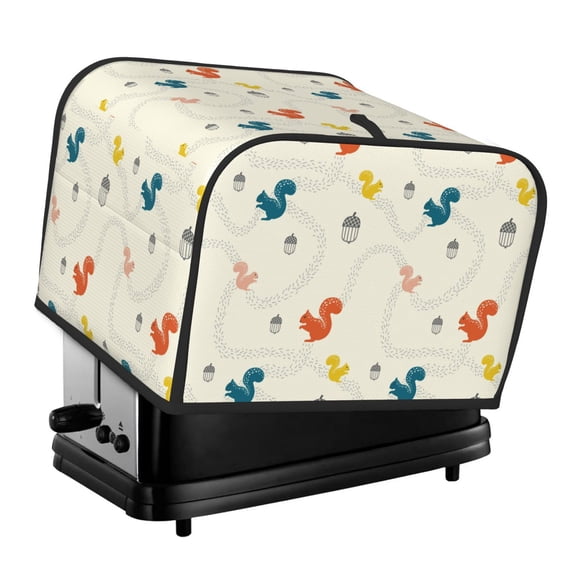 Xecao colorful Squirrel Nuts Print 4 Slice Toaster Cover with Pockets, Small Appliance Cover, Dust and Fingerprint Protection, Machine Washable