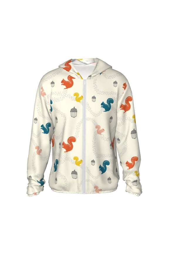 colorful Squirrel Nuts for Sun Shirt-A lightweight, Hoodie-Style Long-Sleeve UV Protection Garment Designed for Other Outdoor Activities. -Small