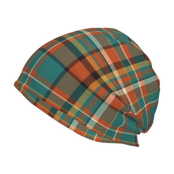 Xecao colorful plaid Print Knit Hat,Winter Beanie for Men Women, Beanie Soft Warm Ski Stocking Cuffed Cap