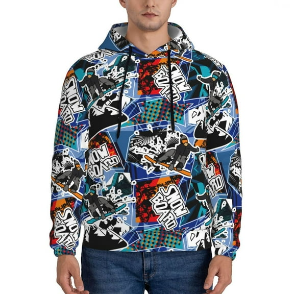 Xecao colorful snow board Pattern Men's Adult Pullover Hoodie,Hooded Sweatshirt-4X-Large