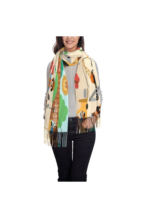 construction road work landscape Pattern Womens Winter Scarf Fall Scarf Oversized Large Scarf for Women Warm Shawl Wrap